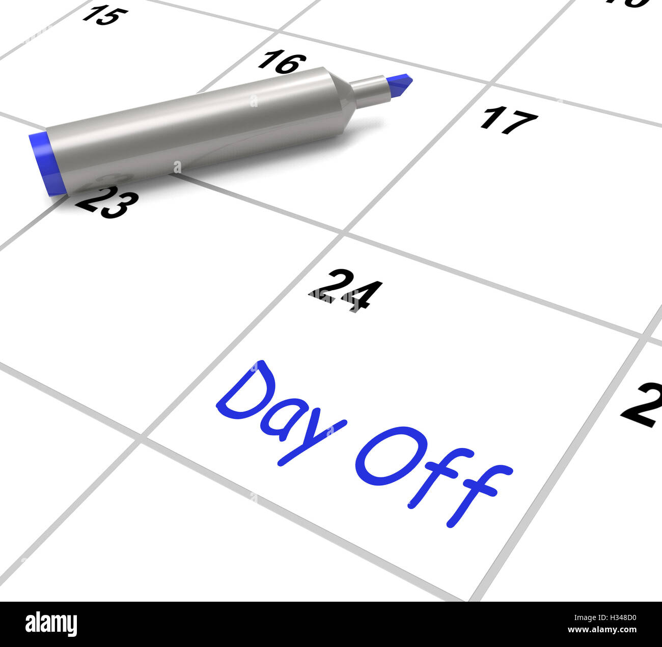 Día del calendario de trabajo significa salir y vacaciones Foto de stock