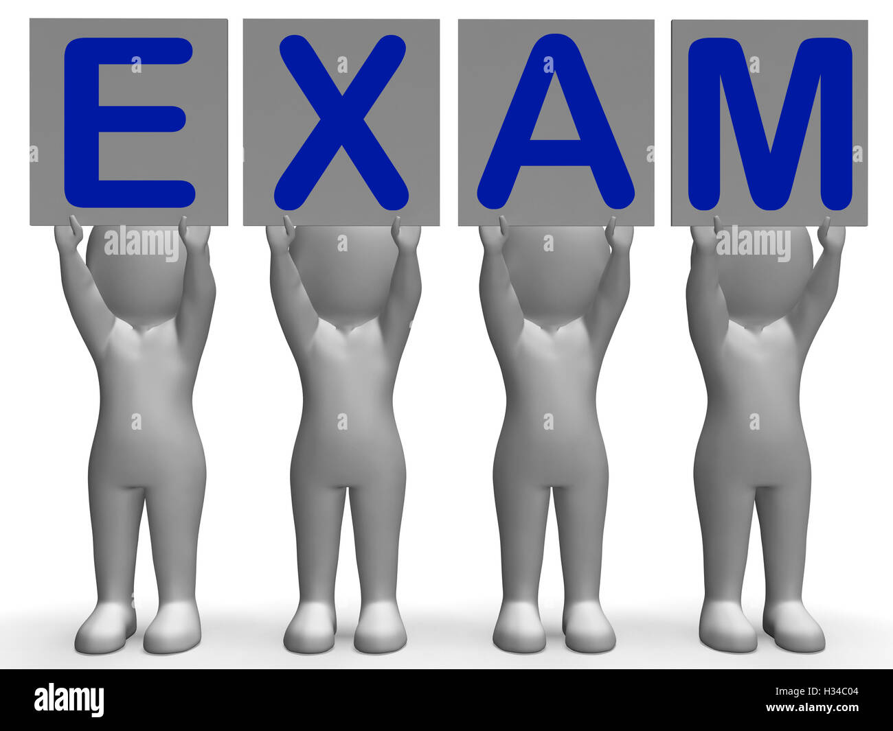Examen Banners significa extrema Cuestionario o examen Foto de stock