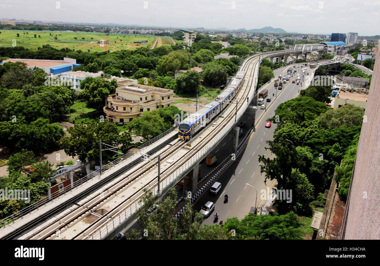 Chennai Metro Rail , sistema de tránsito rápido , Madras , Chennai , Tamil Nadu , India , Asia Foto de stock