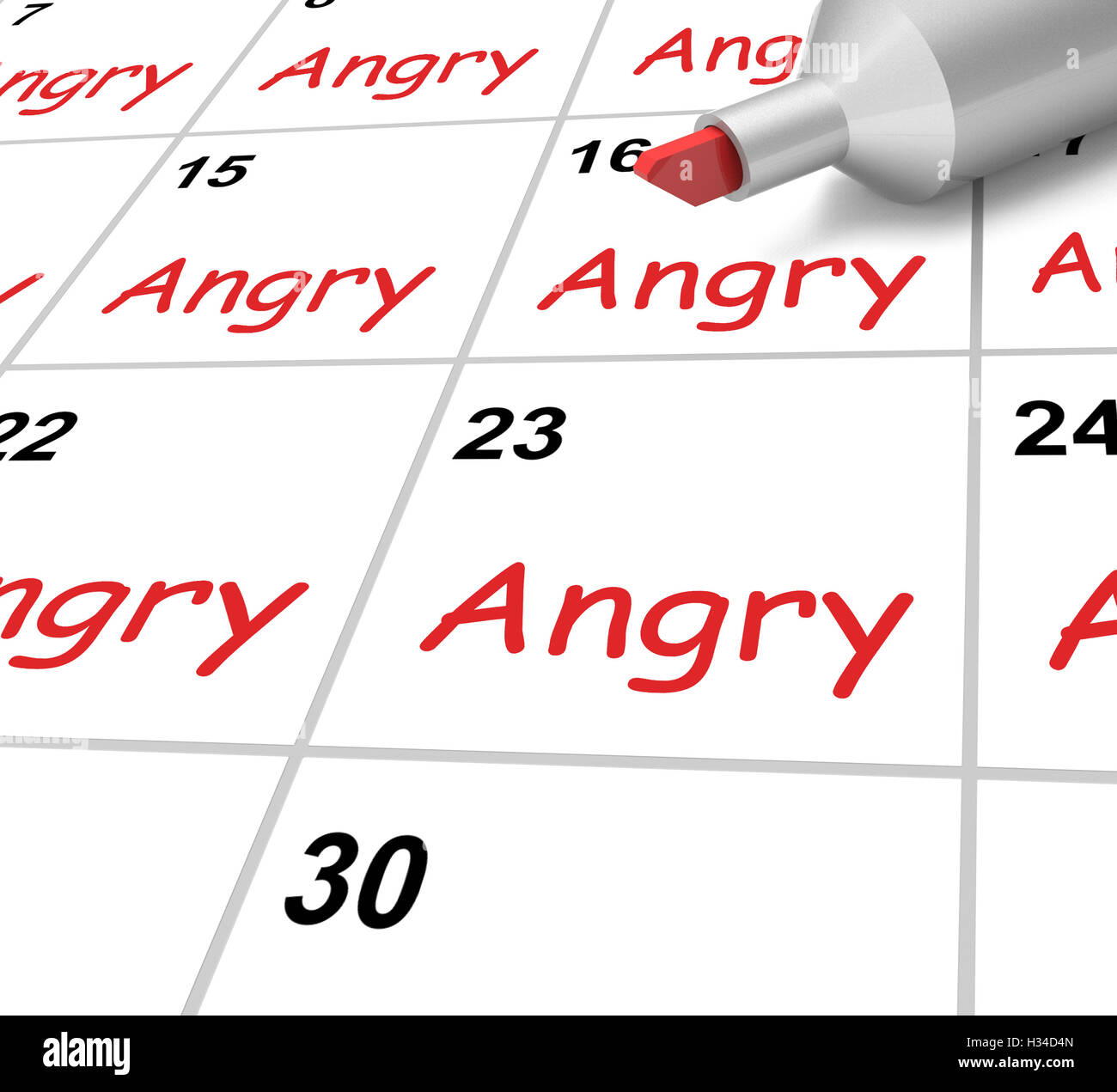 Calendario muestra enfadado loco furioso o resentida Foto de stock