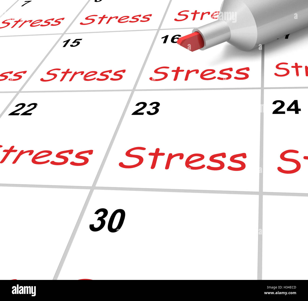 Calendario de estrés significa presión tensión y carga Foto de stock