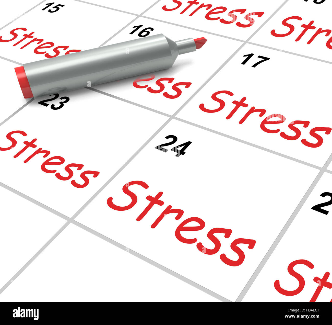 Calendario de estrés significa presionados tenso y ansioso Foto de stock
