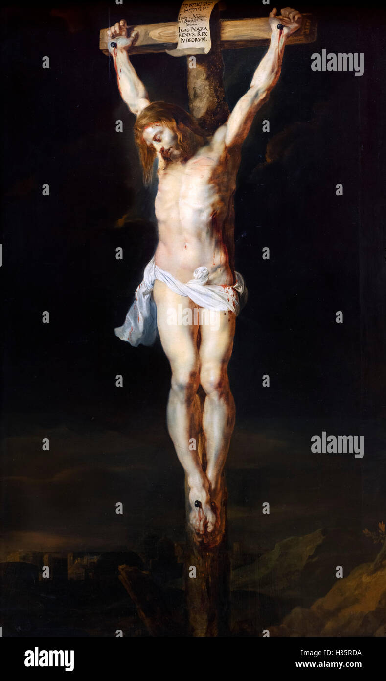 Cristo en la Cruz por Pedro Pablo Rubens (1577-1640). Óleo sobre lienzo, c.1615/6. Jesús crucifixión pintura. Foto de stock