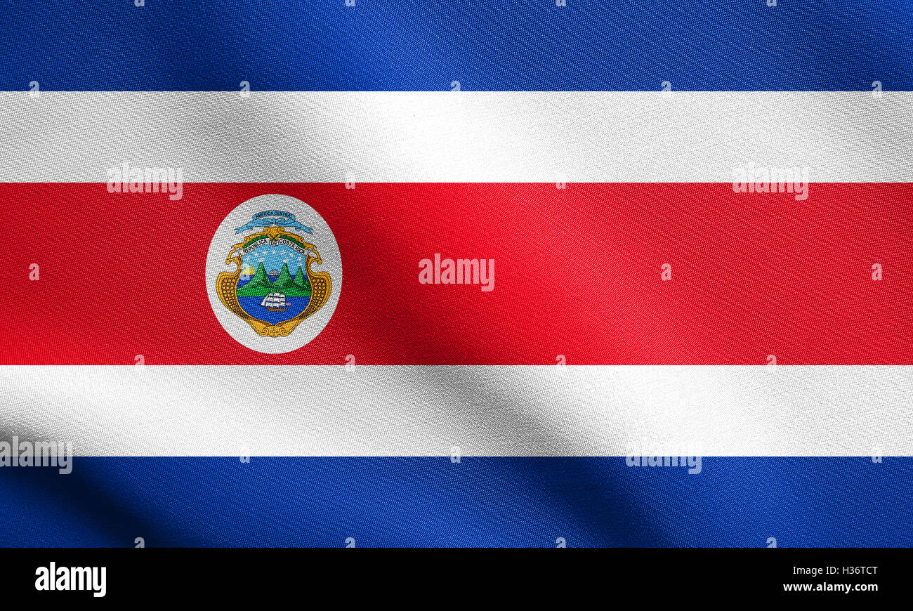 Bandera oficial nacional de Costa Rica. Símbolo patriótico, banner