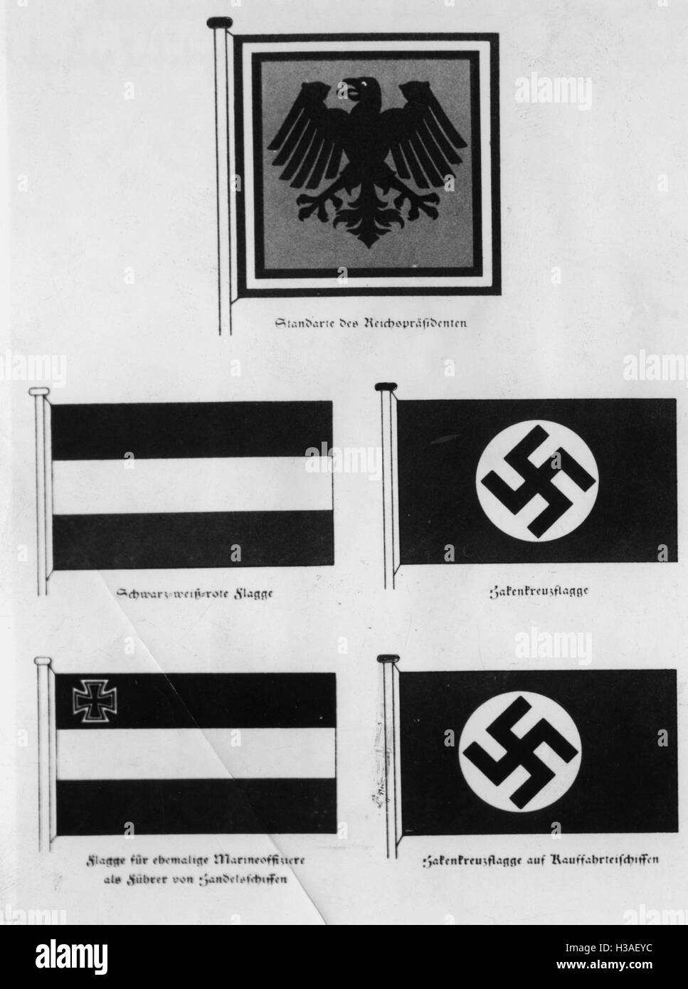 Ilustración de la bandera nazi, 1933. Foto de stock