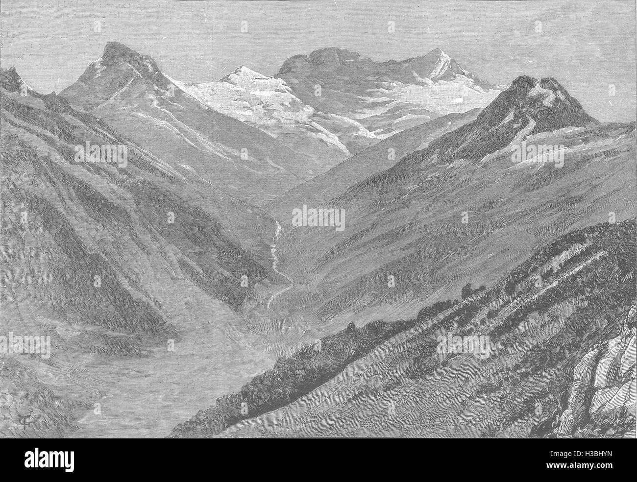 Nueva Zelanda Monte Earnslaw, Isla del Sur, cerca de 10, 000 pies de alto 1887. El Illustrated London News Foto de stock