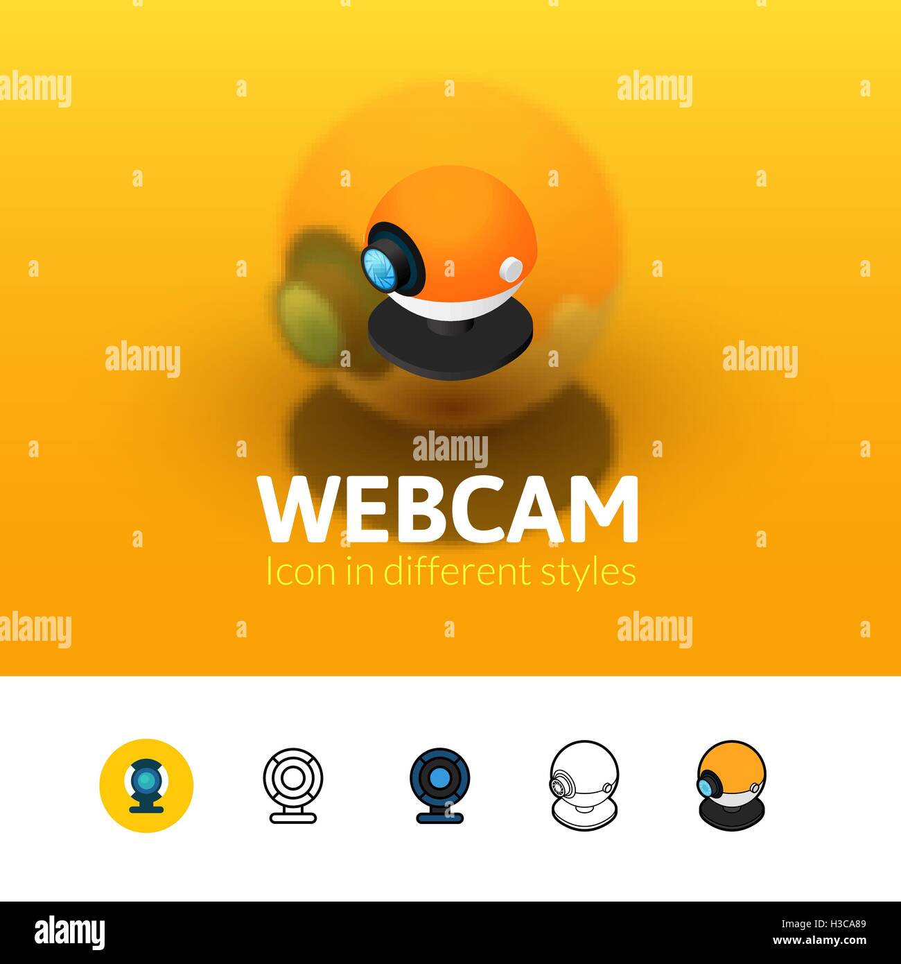 Icono de webcam en estilos diferentes Ilustración del Vector