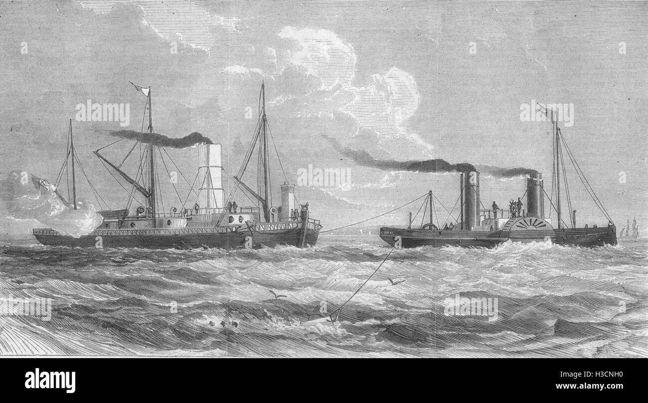 La prueba de barcos torpedo Harvey 1870. El gráfico Foto de stock