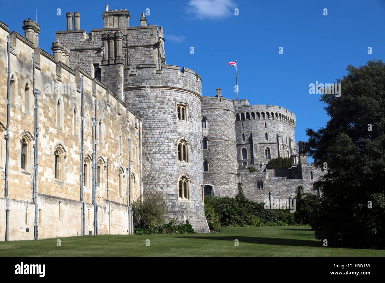 La residencia real del Castillo de Windsor en Windsor, en Berkshire. Foto de stock