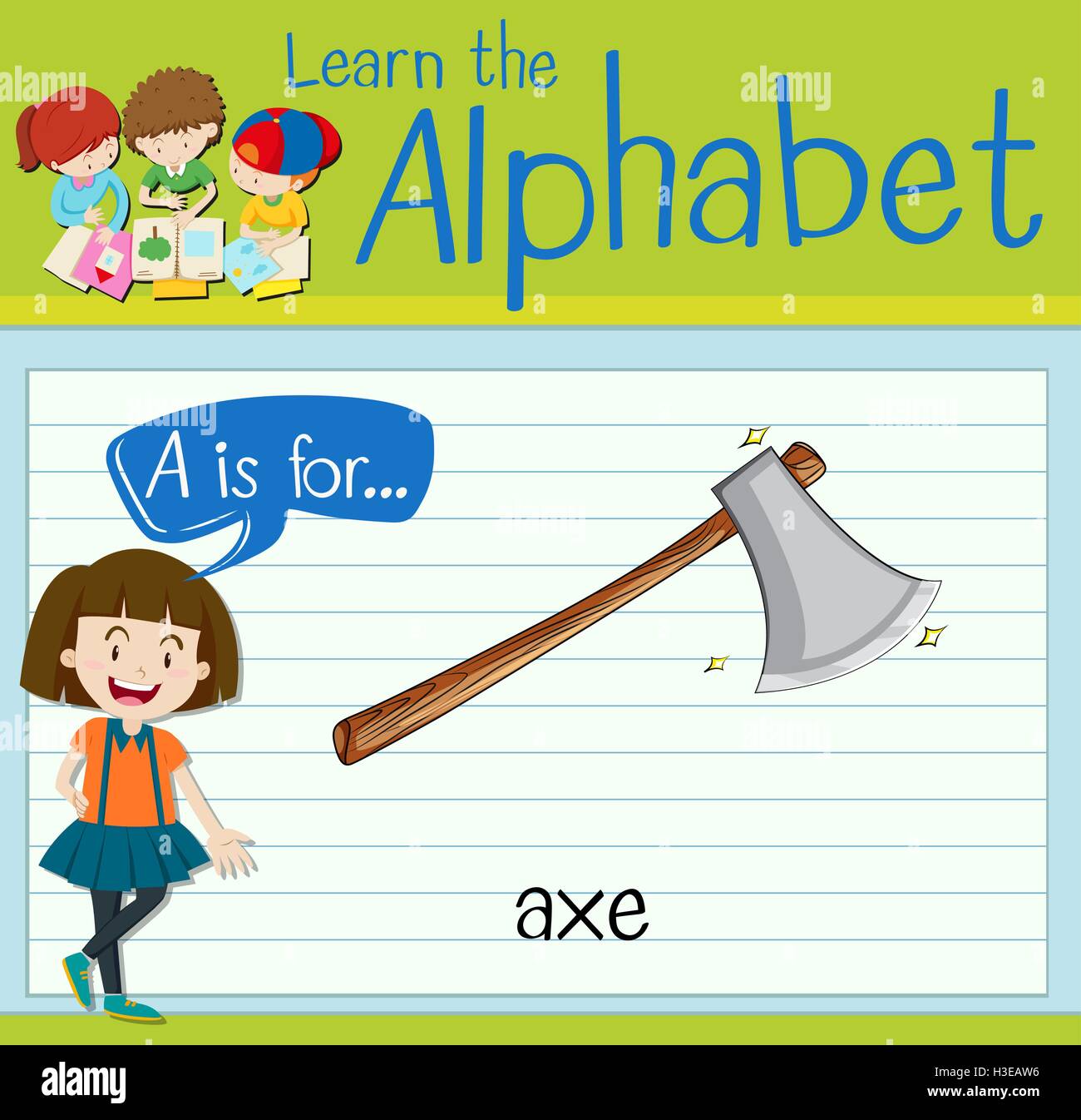 Carta de un Flashcard es ax ilustración Imagen Vector de stock Alamy