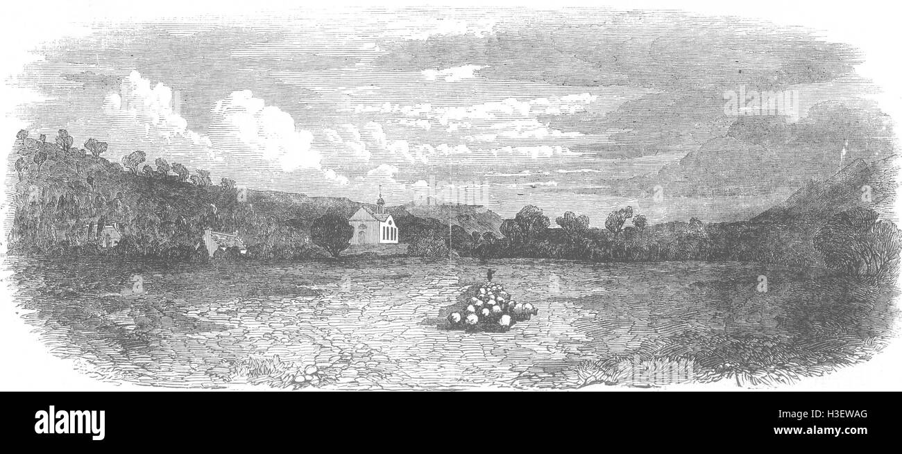 Escocia y Manse Crathie Kirk 1850. Illustrated London News Foto de stock