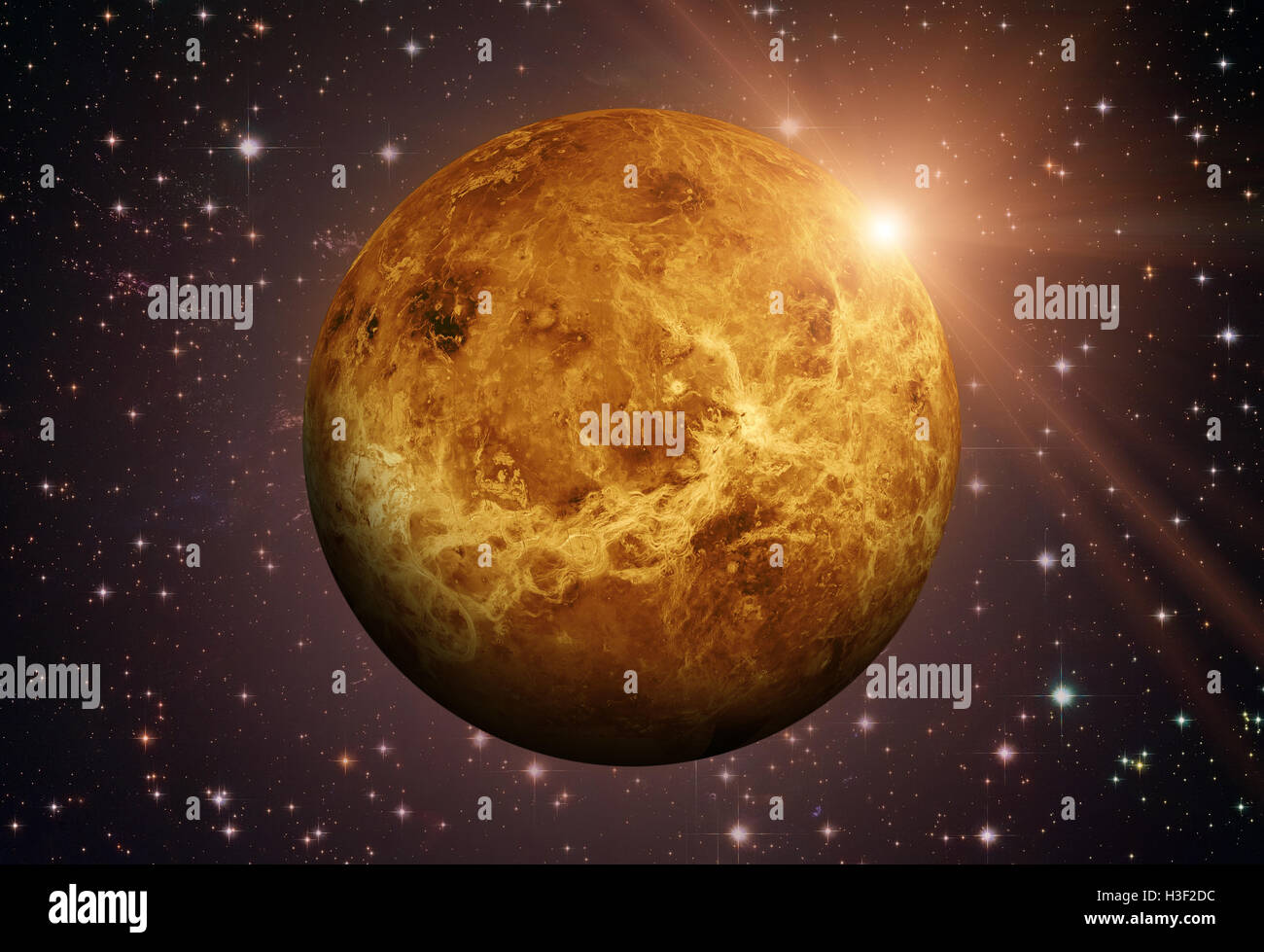 Sistema Solar - Venus. Es el segundo planeta desde el Sol. Es un planeta terrestre. Foto de stock