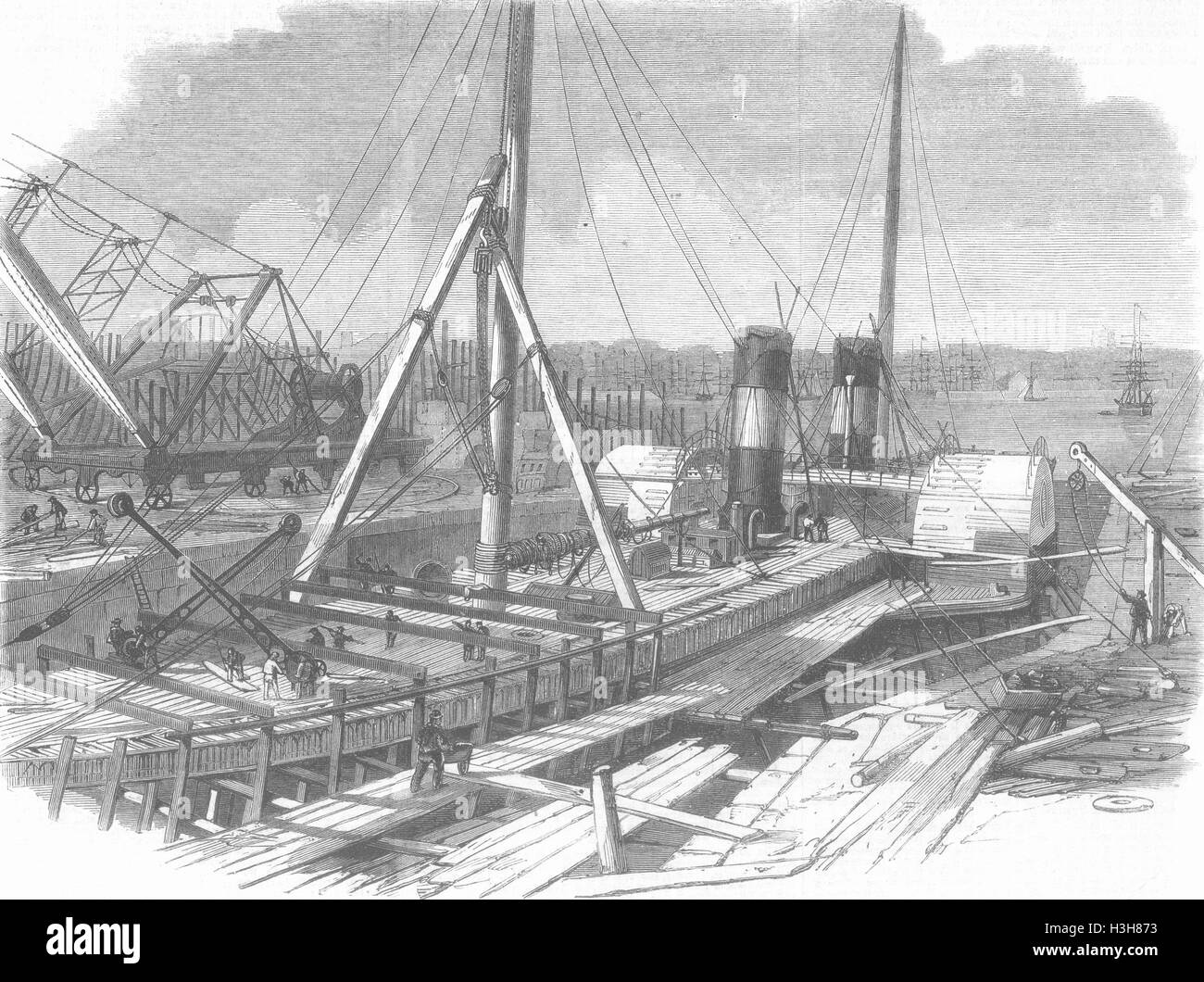 CHESHIRE Laird's Dry Docks, Birkenhead 1861. Illustrated London News Foto de stock