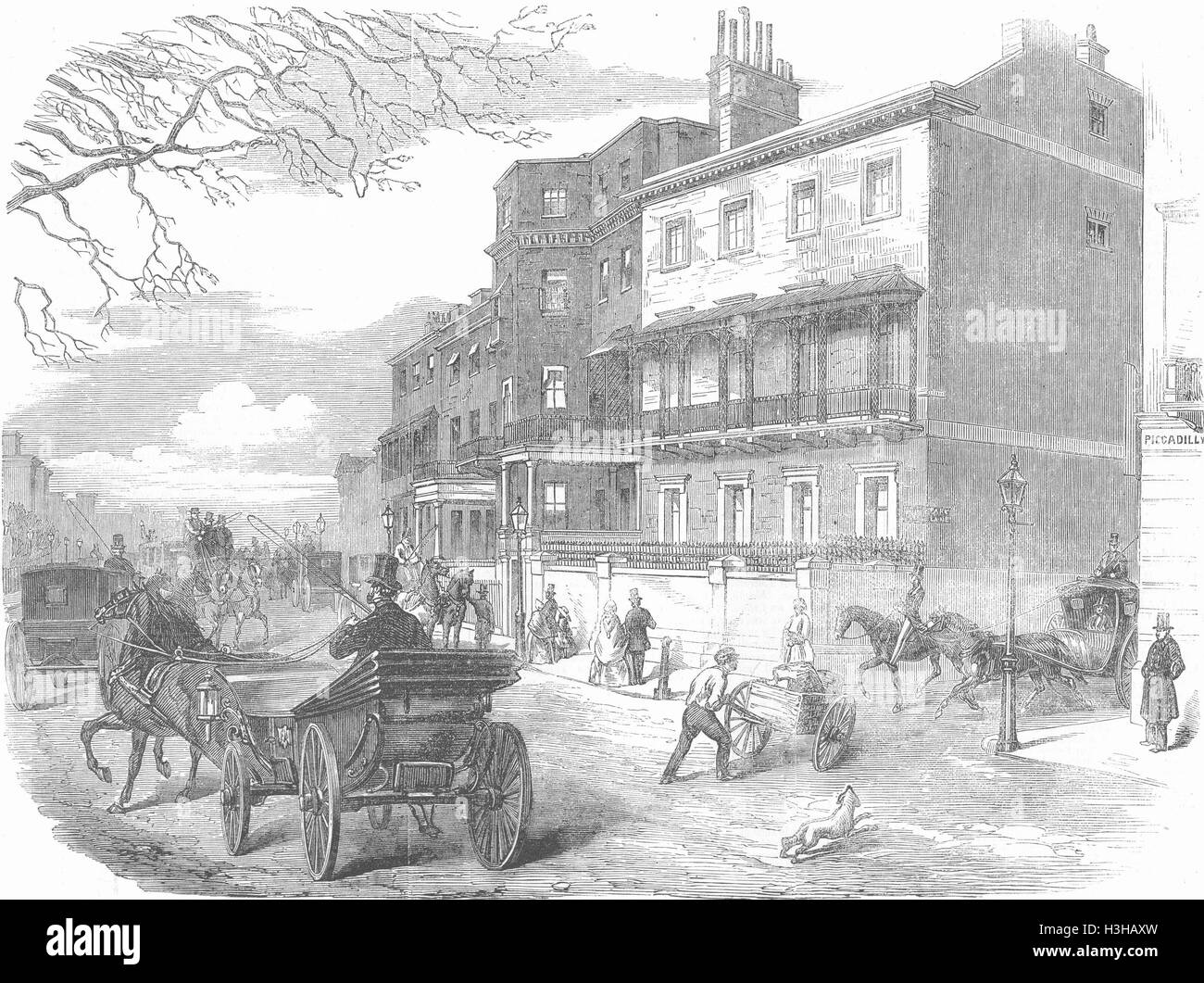GLOUCESTER HOUSE Piccadilly, Duquesa de 1857. Illustrated London News Foto de stock