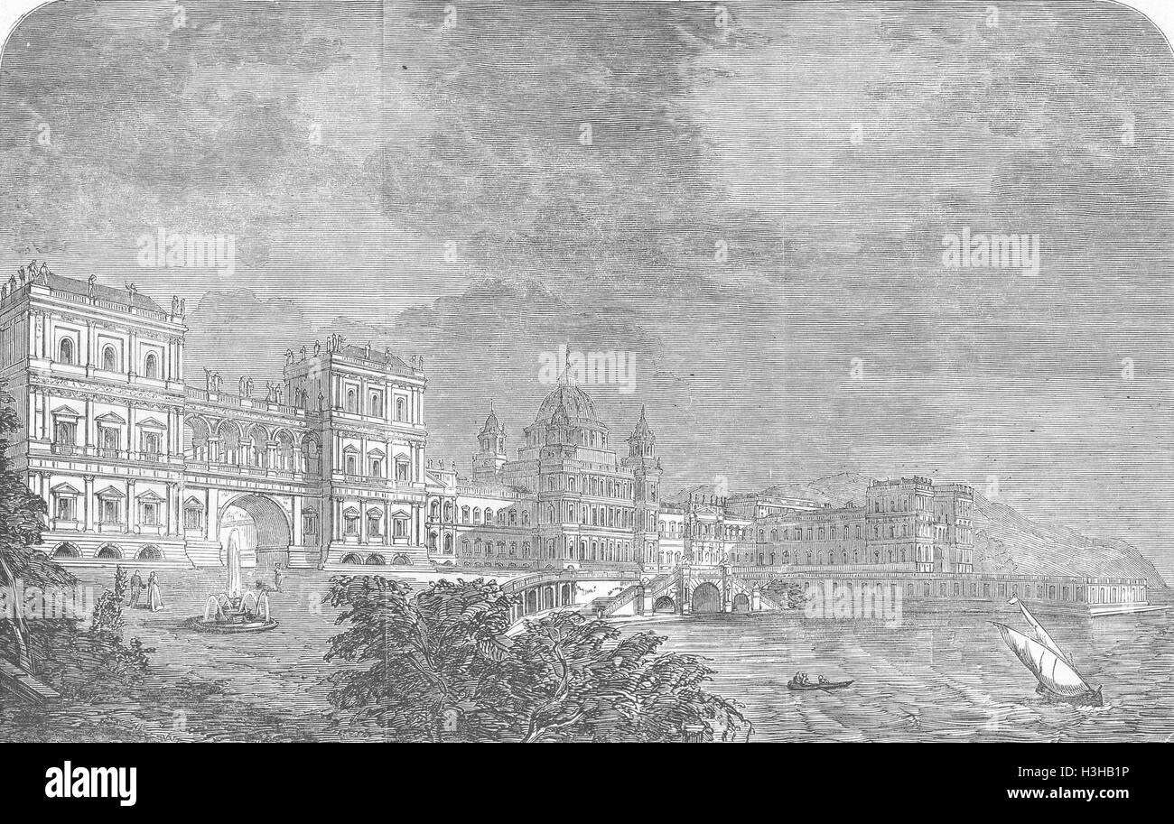 Palacios Real Academia de diseño premio(Marine Palace) de 1851. Illustrated London News Foto de stock