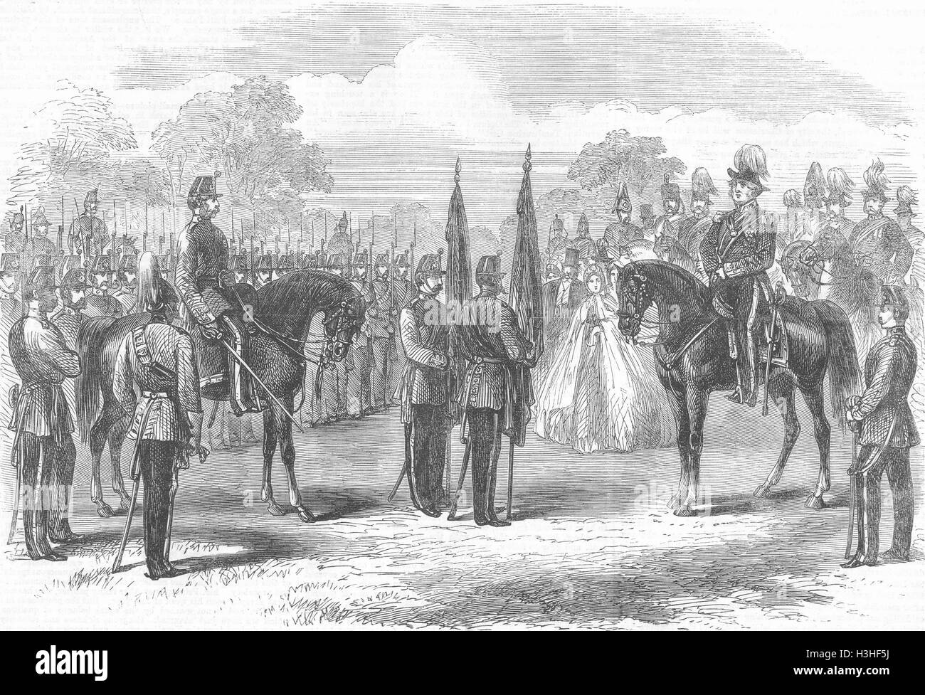 Presentación de Dublín colores a 10th Regt(1mn) de 1863. Illustrated London News Foto de stock