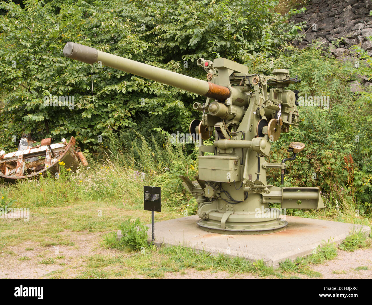 3' US Mk 22 en exhibición en el museo militar en la fortaleza de Oscarsborg, en el Fiordo de Oslo, Noruega Foto de stock