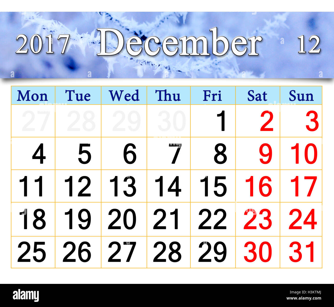 2017 calendar december fotografías e imágenes de alta resolución - Alamy