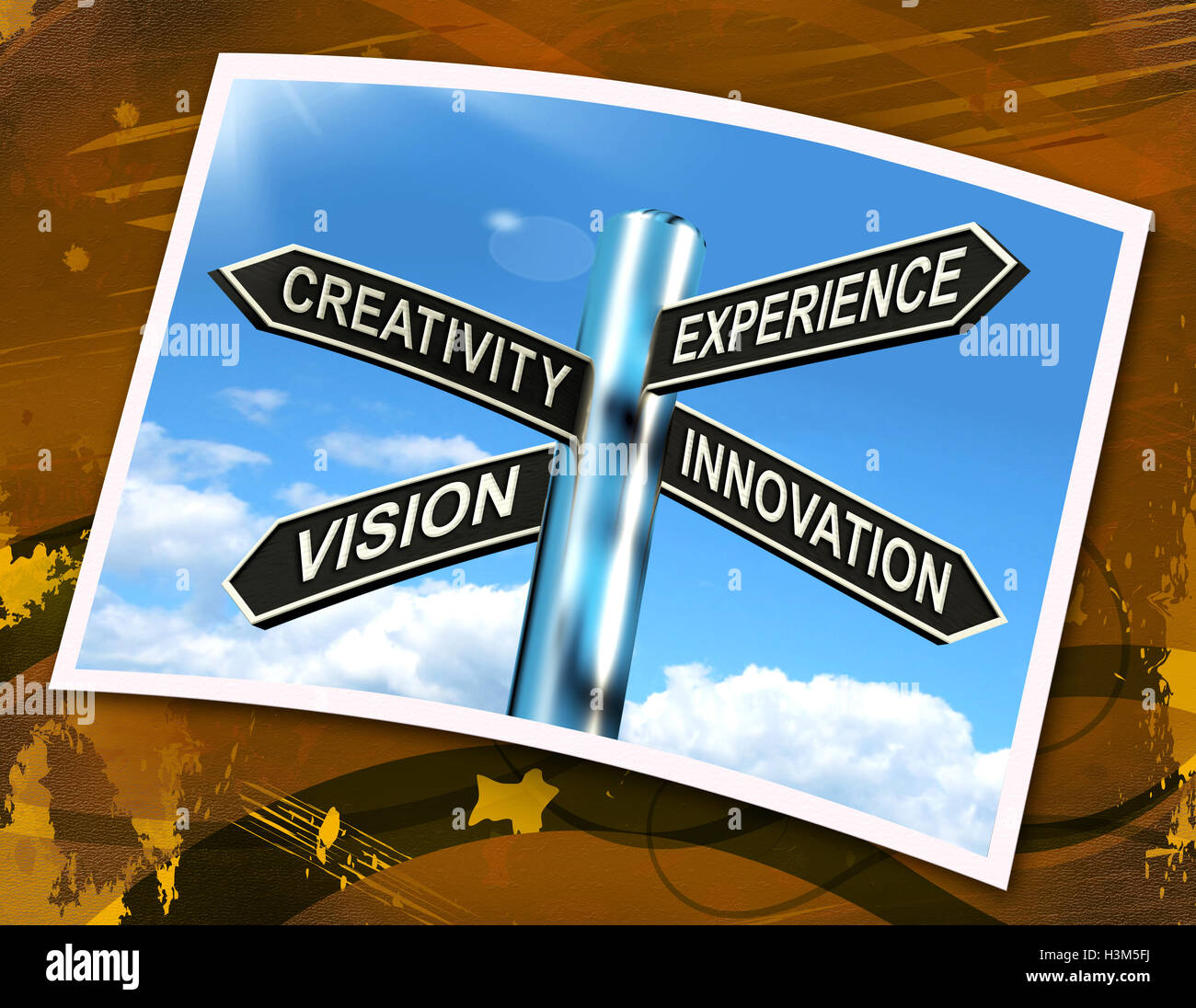 Experiencia creatividad Innovación Visión signo significa Business Deve Foto de stock