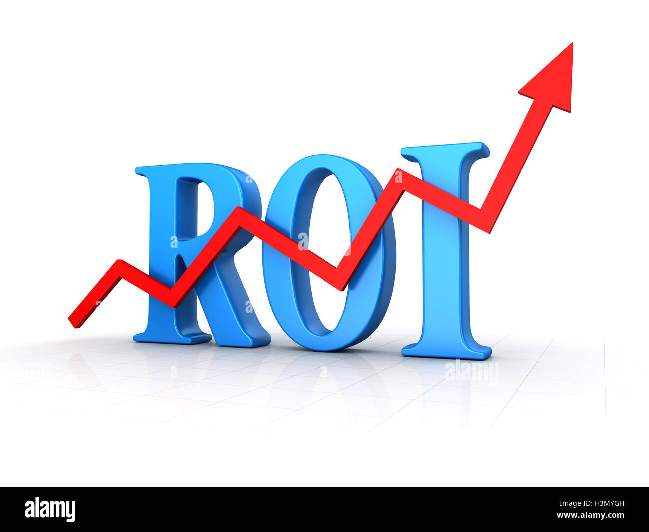 Retorno de la inversión , este es un 3D de imágenes generadas por ordenador. Aislado en blanco. Foto de stock