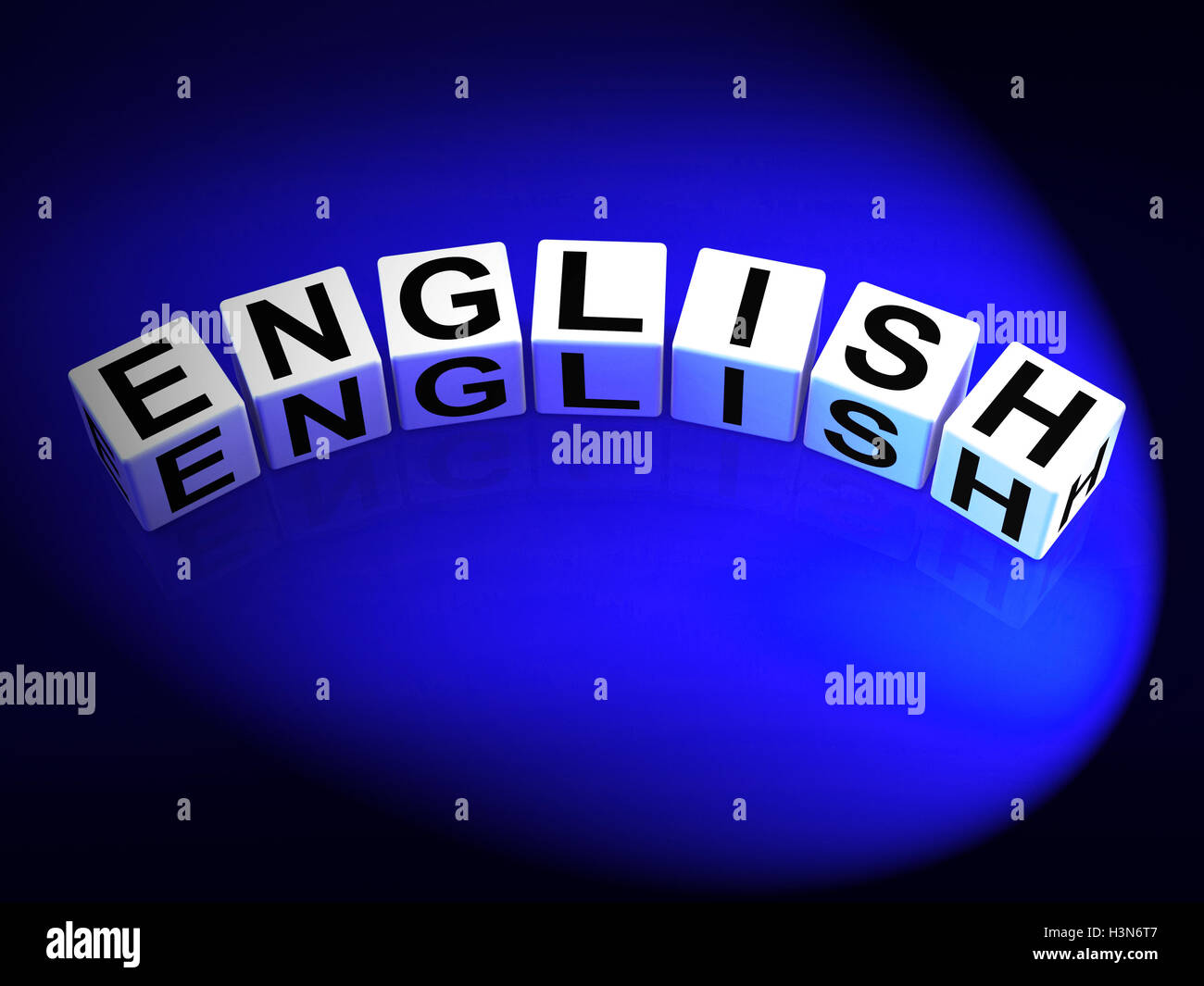 Inglés dados se refieren a hablar y escribir en vocabulario de Engla Foto de stock
