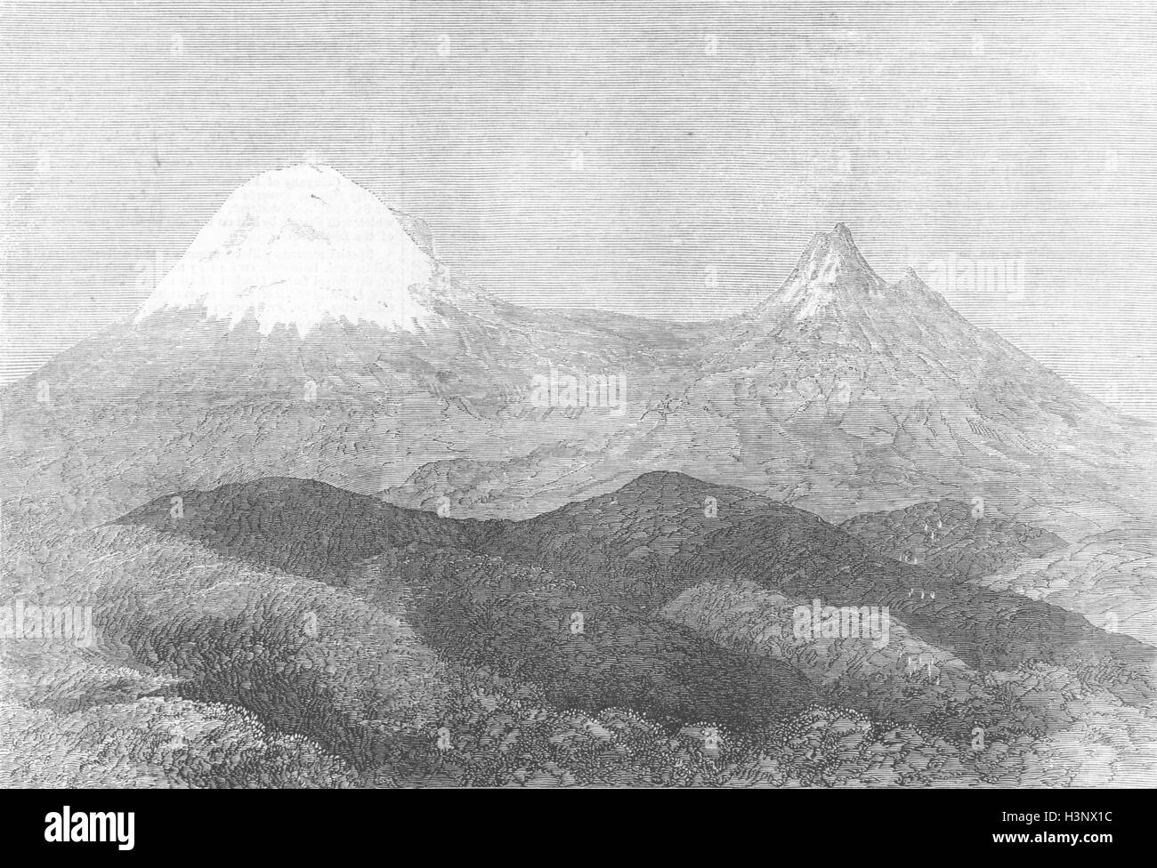 KENYA Pico de Kilimanjaro, montaña nevada de 1872. Illustrated London News Foto de stock