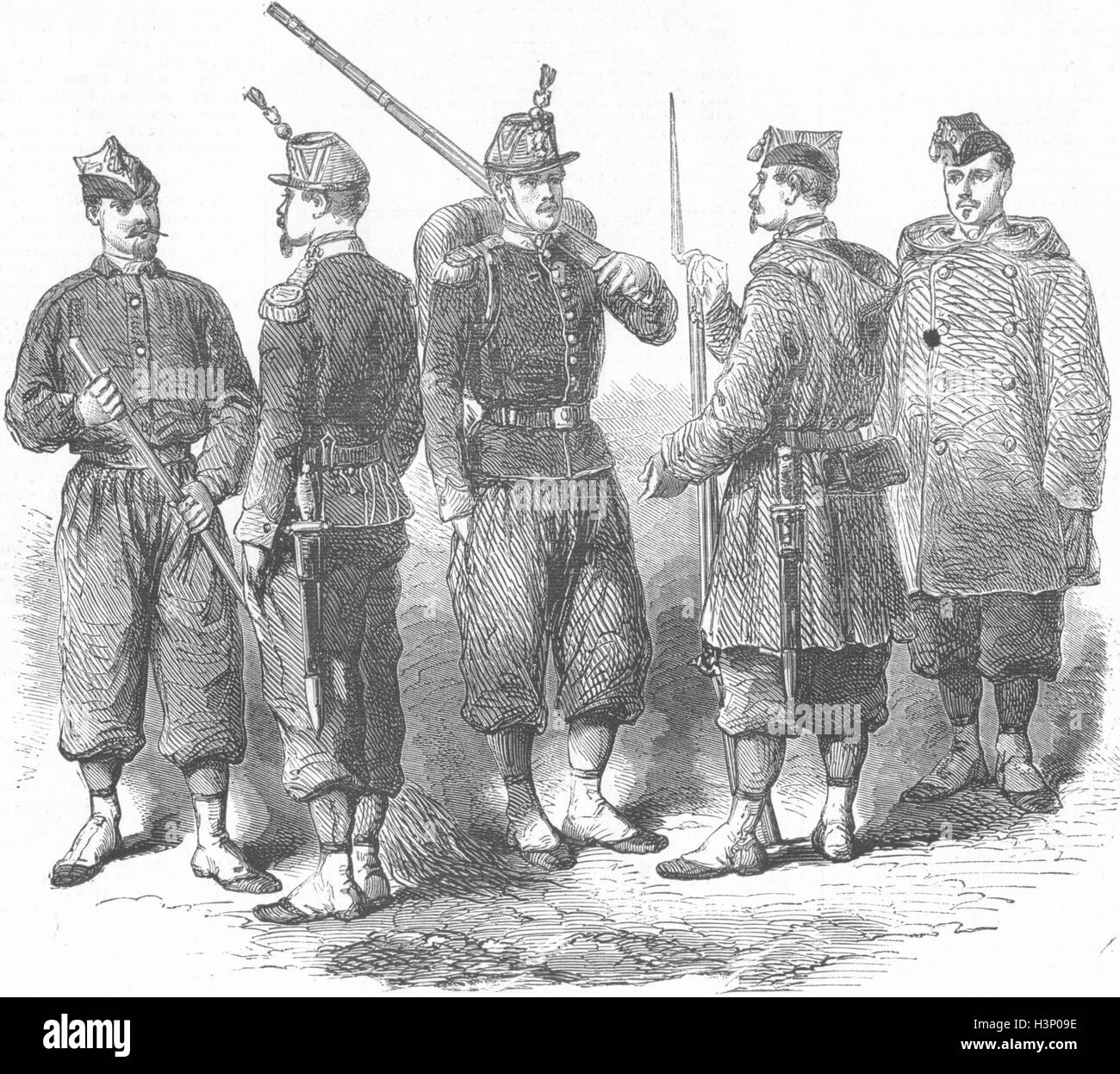 MILITARIA uniformes barraca de las tropas francesas; Vestido; 1860.  Noticias del Mundo ilustrado Fotografía de stock - Alamy