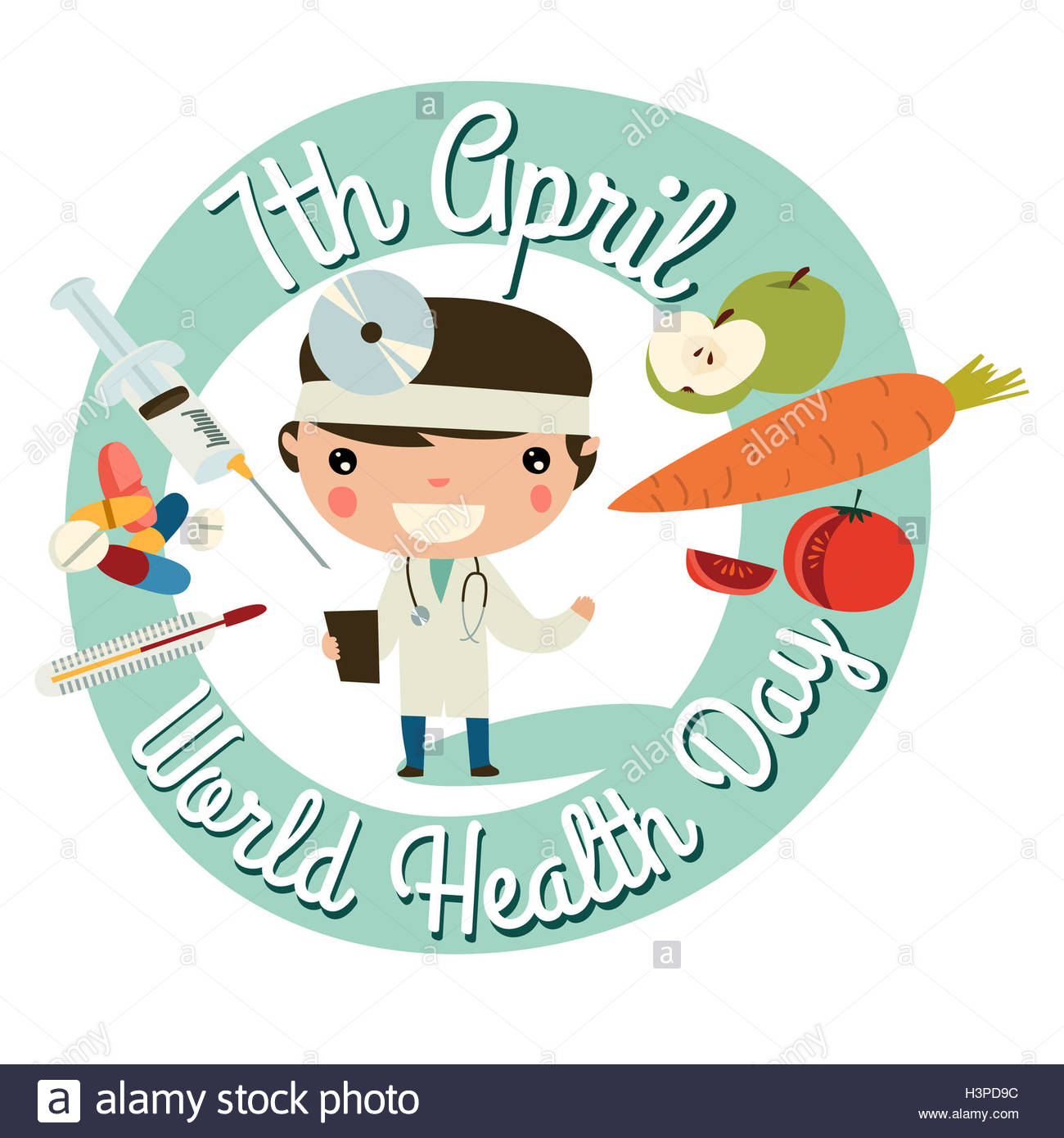 Dia Mundial De La Salud Medico De Dibujos Animados El 7 De Abril De Vacaciones Fotografia De Stock Alamy