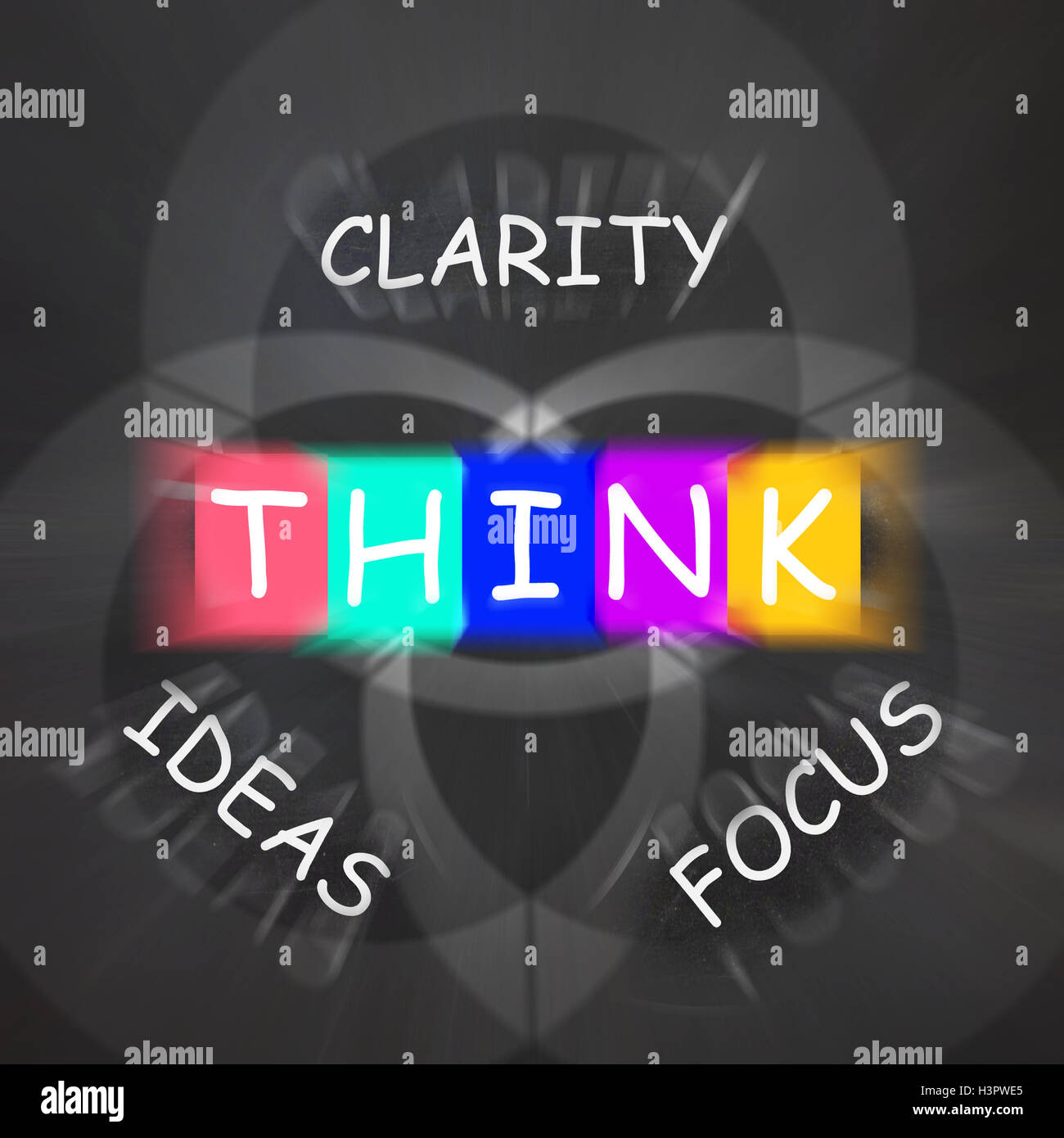 Palabras muestra claridad de ideas y pensamiento Focus Foto de stock