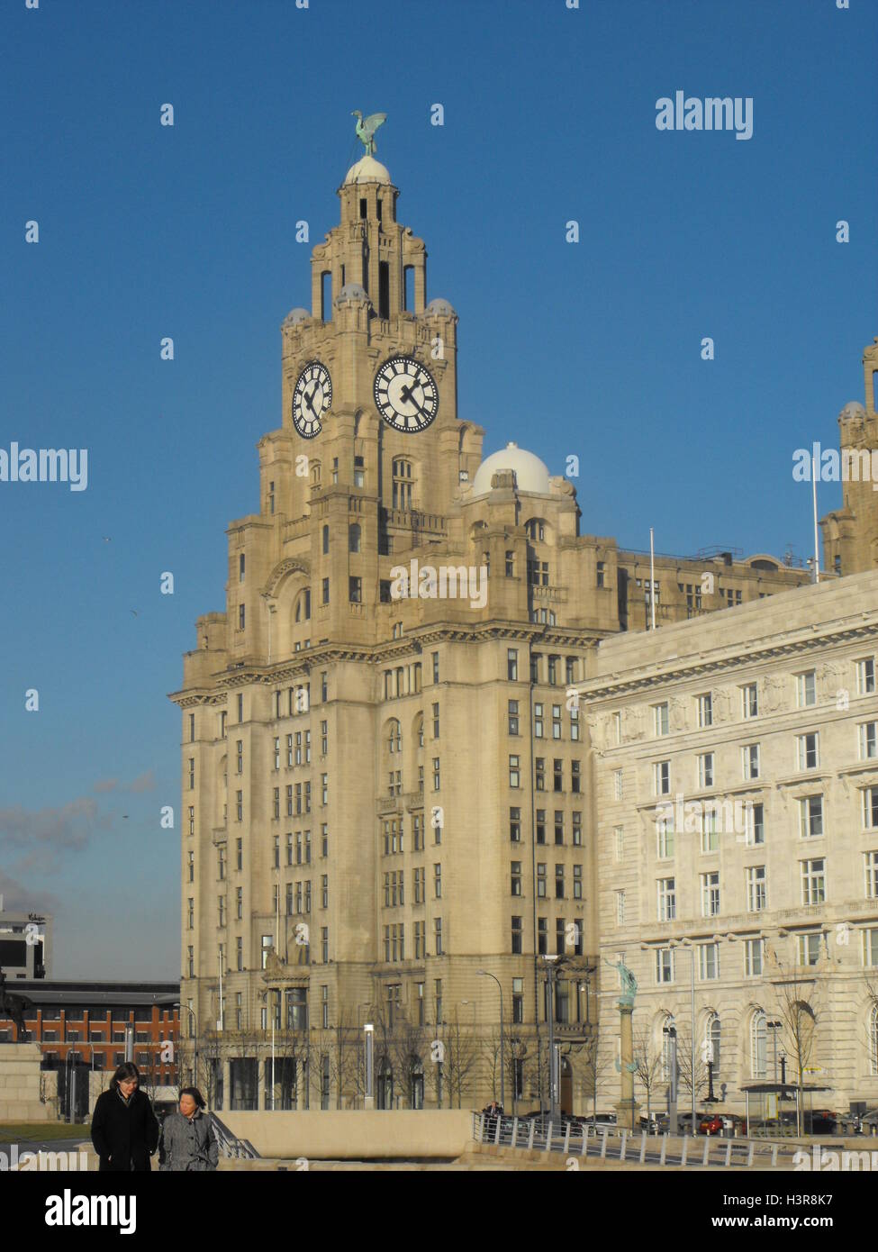 El icónico edificio Royal Liver en Liverpool. El edificio es propiedad (a partir de 2017) por Farhad Moshiri y Corestate Capital. Foto de stock