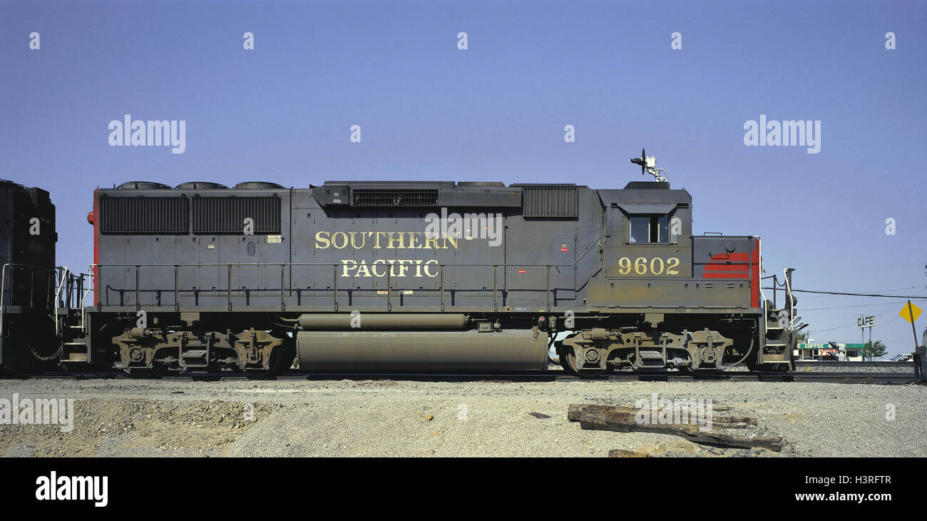 Los EE.UU., California, locomotora diesel (GP 60), locomotoras diesel, estepa, pasaje, Foto de stock