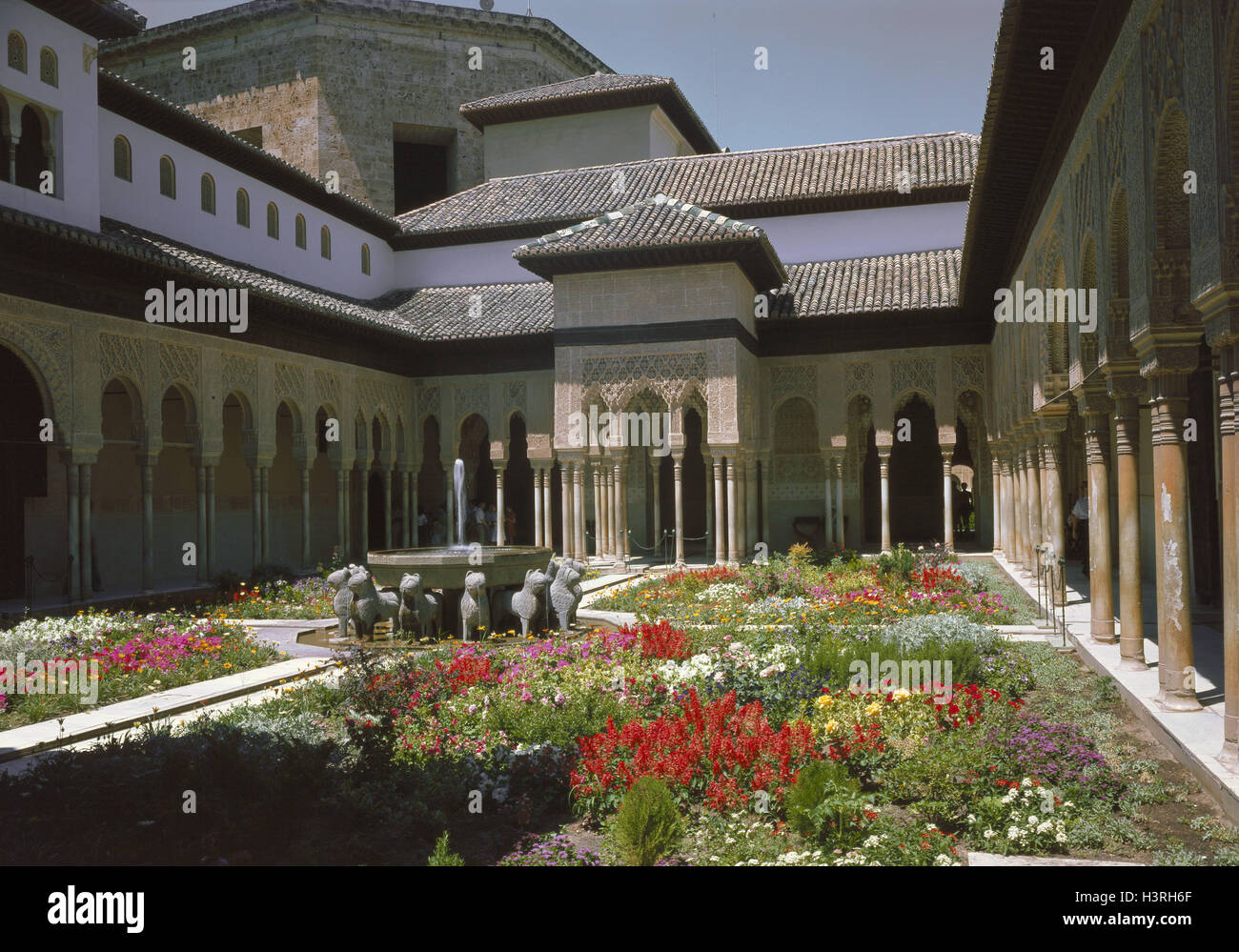 España, Granada, Lion's court Alhambra, jardín de flores, bien, bien,  construcción, huerto, pilares, jardín de flores Fotografía de stock - Alamy