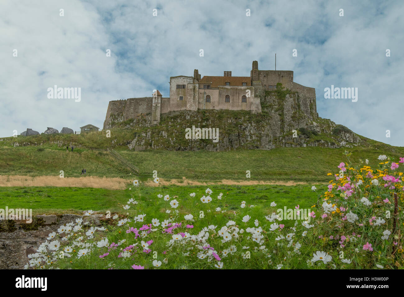 Castillo de Lindisfarne, Holy Island, Northumberland, Inglaterra Foto de stock