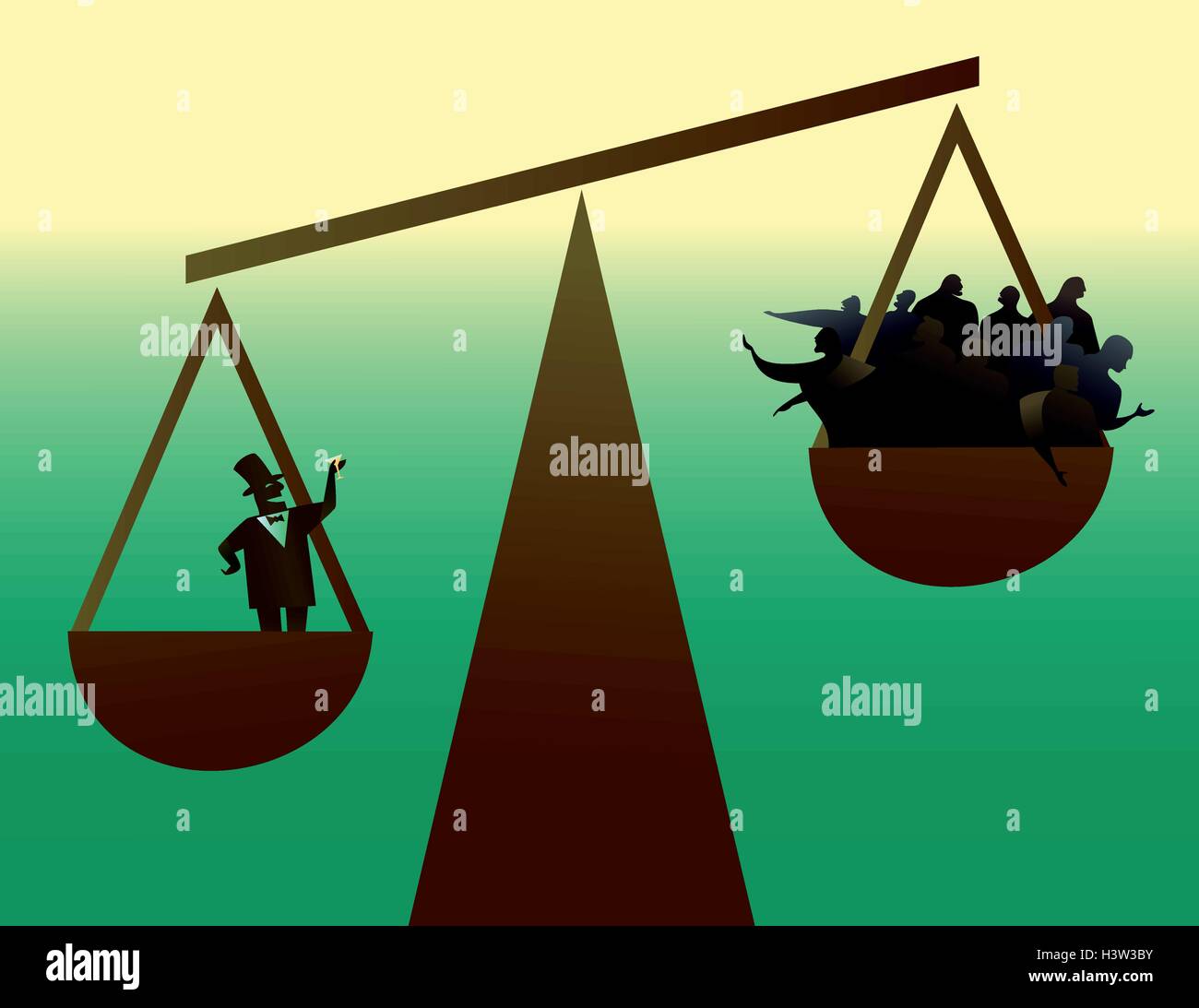 La disparidad social: la minoría rica y el 99% Ilustración del Vector