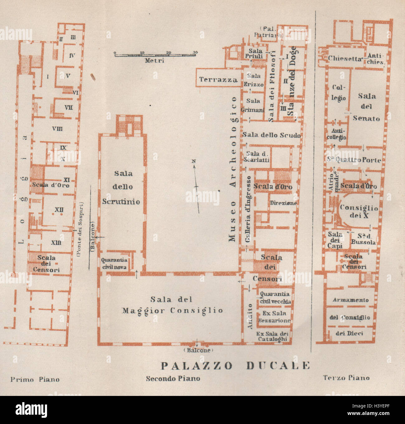 El Palazzo Ducale. Palacio Ducal, plano de planta. Venecia Venecia mappa. Pequeños 1913 Foto de stock