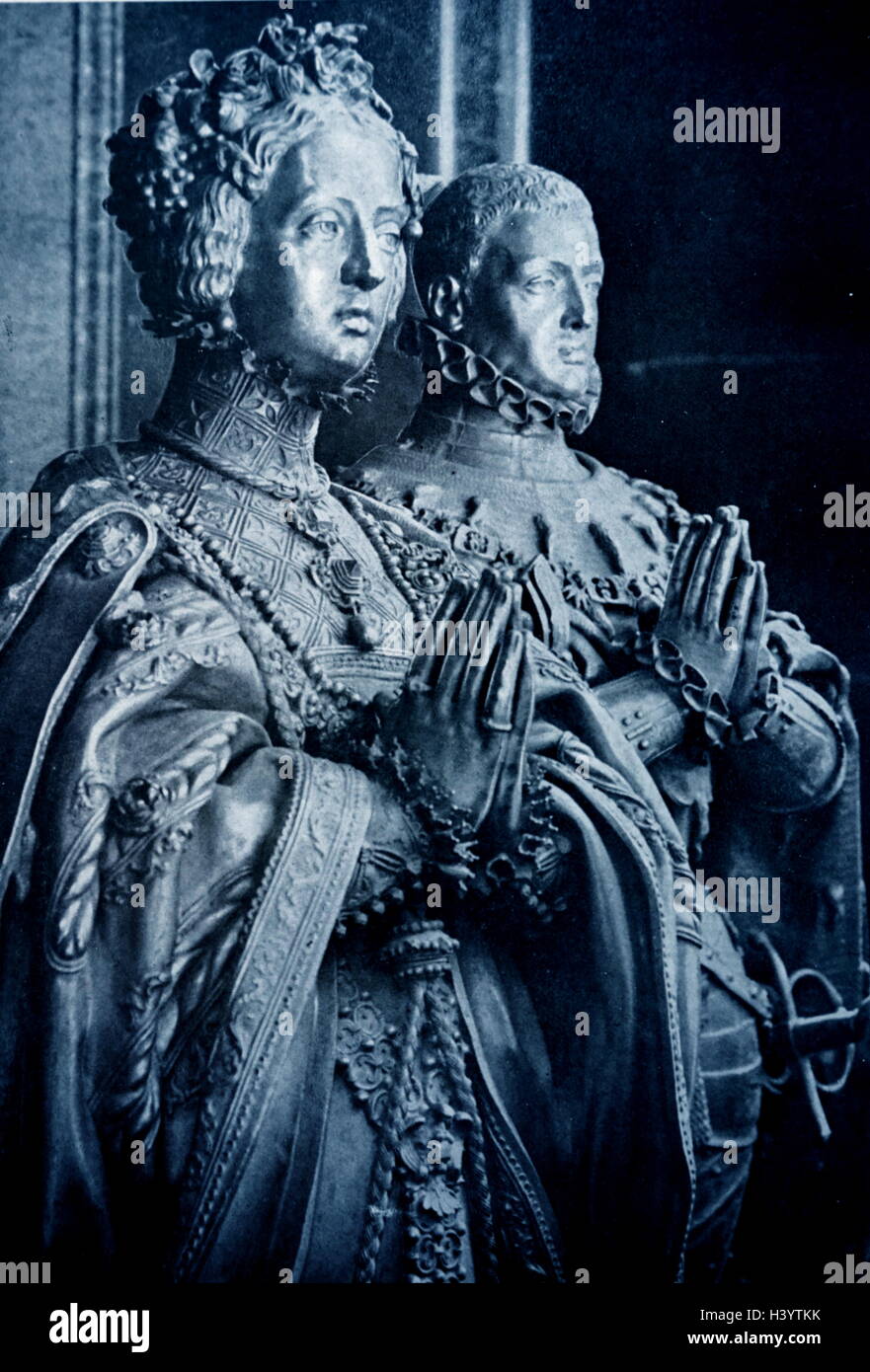 Estatua de la reina consorte, Ana de Austria y el Rey Luis XIII de Francia. Fecha Siglo xvii Foto de stock