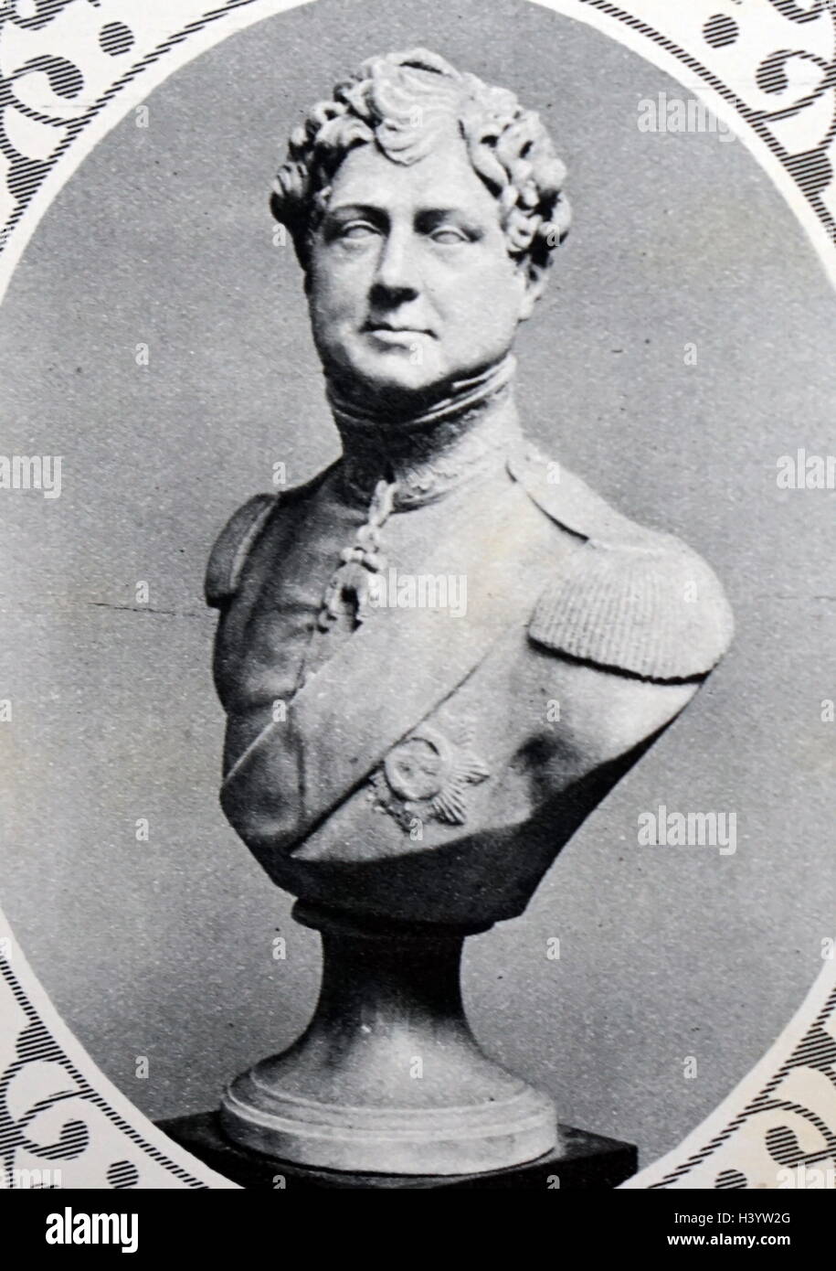 Busto de Jorge IV del Reino Unido (1762-1830), Rey del Reino Unido de Gran Bretaña e Irlanda y de Hannover. Fecha del siglo XIX Foto de stock