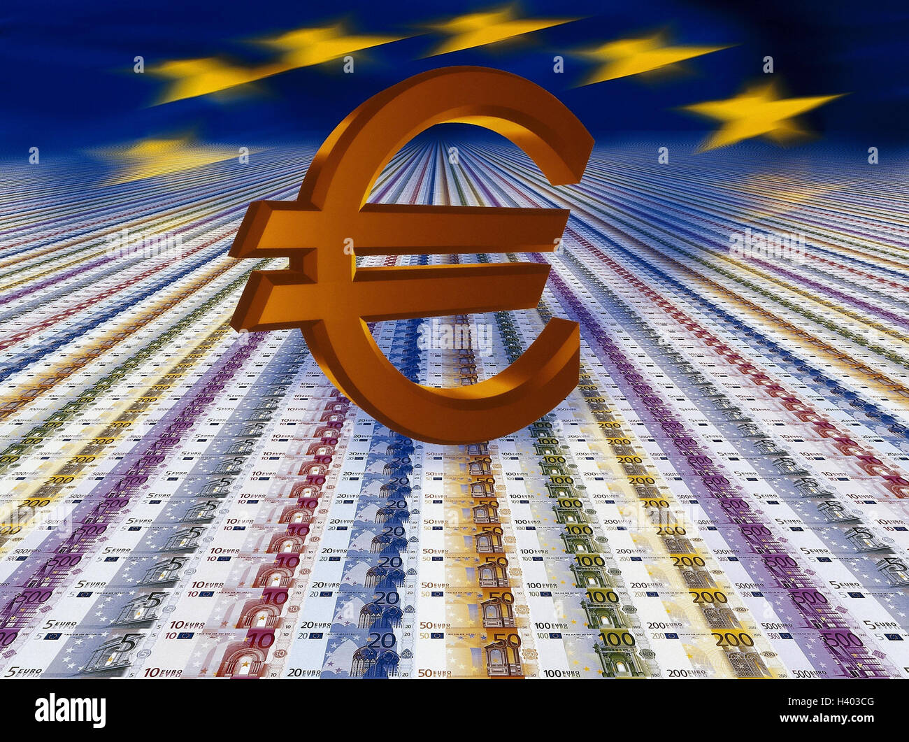 Icono, la unión europea, billetes de banco, moneda euro