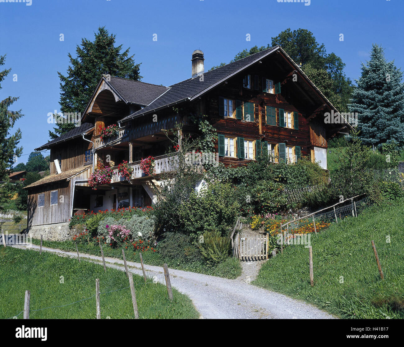 Suiza, el Oberland Bernés, cortijo, flores, Eutopa, ver House, casa