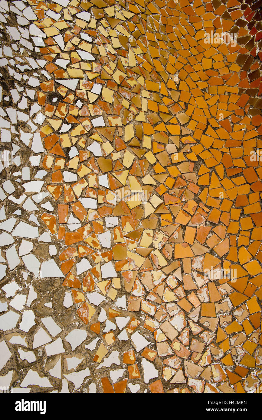 Mosaico, naranja, detalle, España, Cataluña, Barcelona, la joyería, la  pared de la casa, edificio, estructura, arquitectura, arte, arquitectura,  patrimonio cultural de la humanidad por la UNESCO, lugar de interés,  hábilmente, azulejos, baldosas,