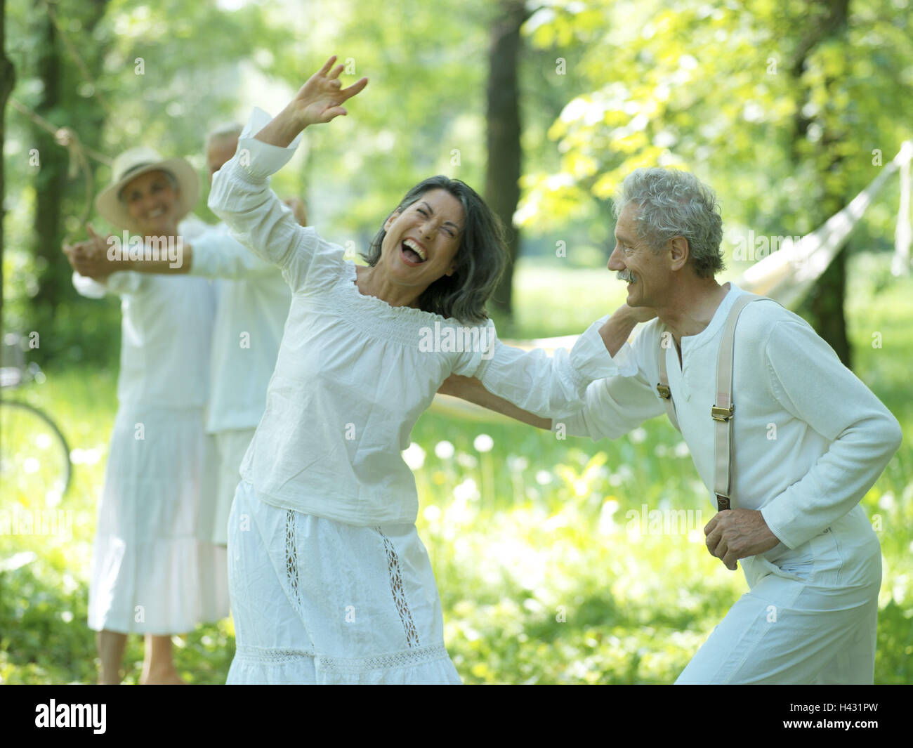 Park, Senior, las parejas felices, parejas