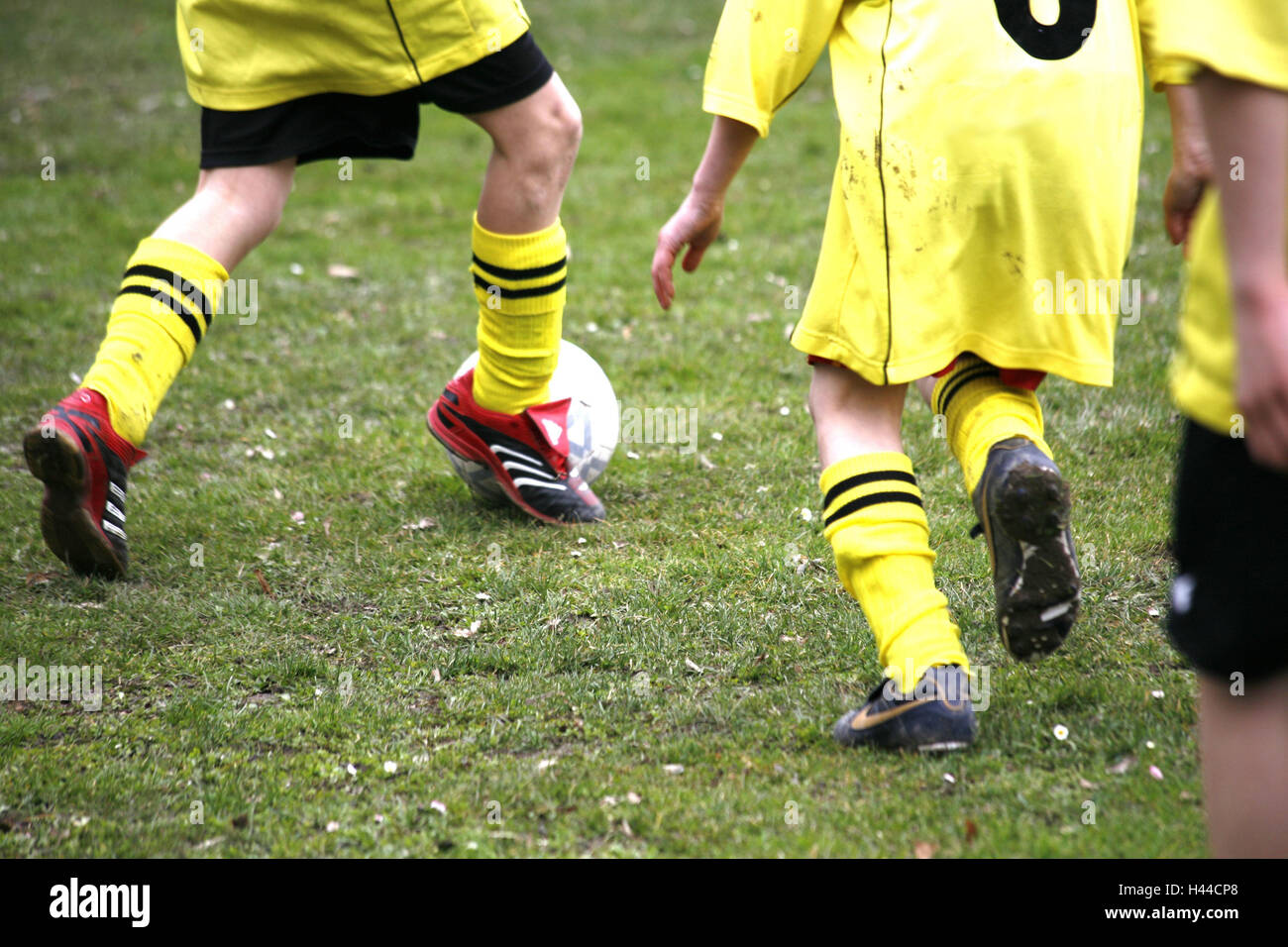Fútbol para niños - jóvenes futbolistas piernas con zapatillas y calcetines  de fútbol Fotografía de stock - Alamy