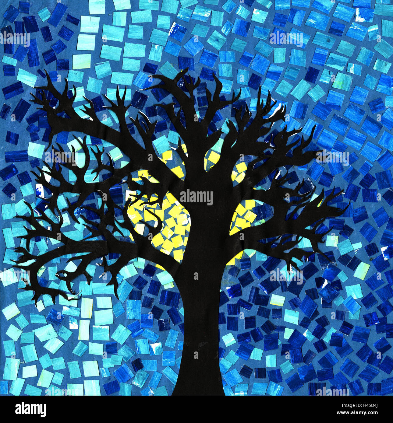 Mosaico, collage, árbol, silueta Foto & Imagen De Stock: 123051282 ...