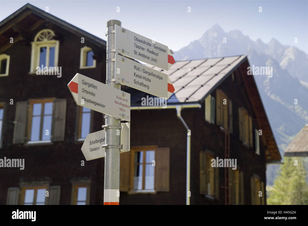 Austria, Montafon, hecho-estridentes, signpost, Foto de stock