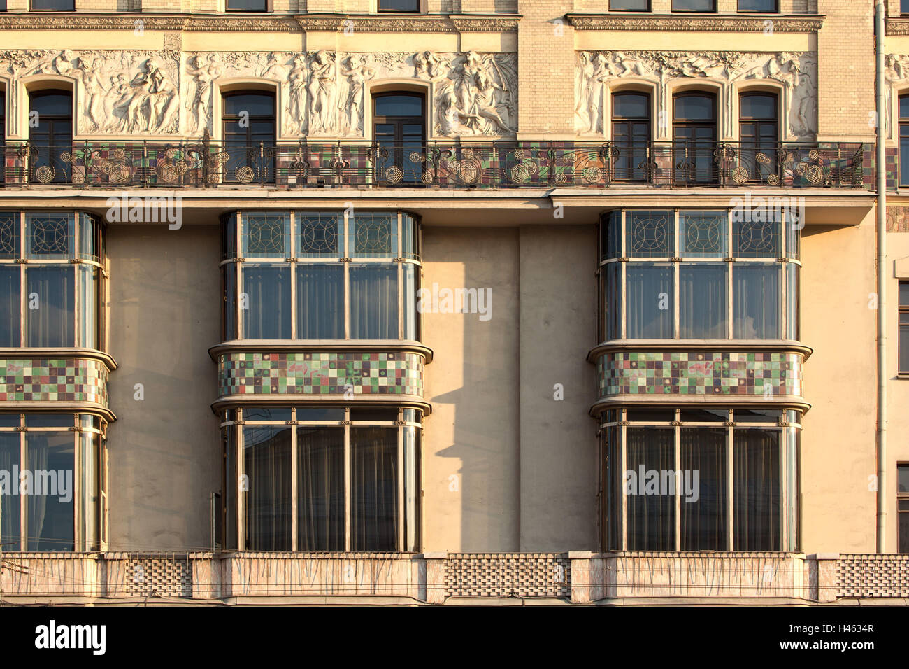 Moscú, el art nouveau hotel Metropol, fachada, detalle Foto de stock