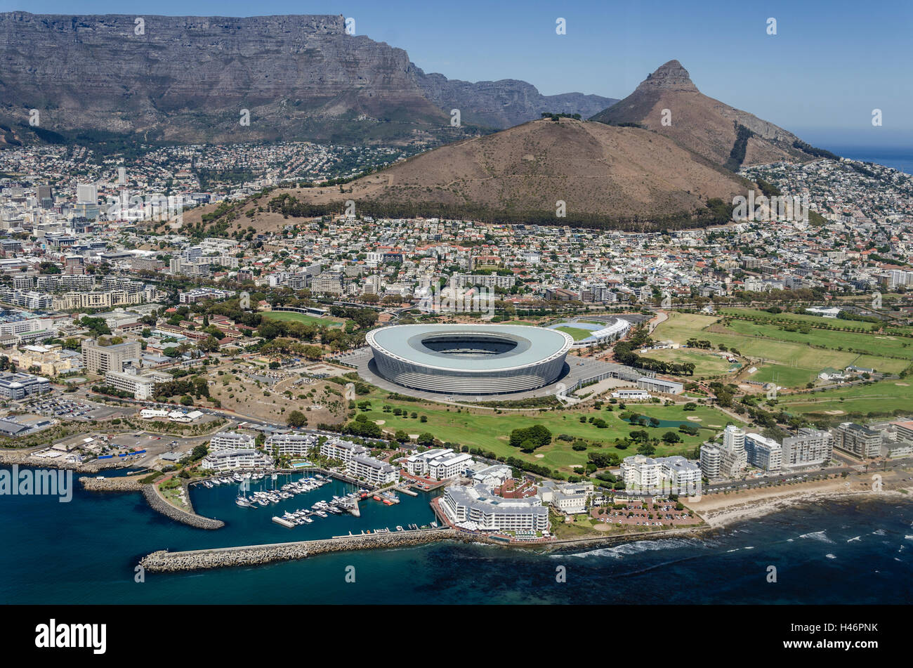 Vista aérea, Ciudad del Cabo, Western Cape, Sudáfrica, África Foto de stock