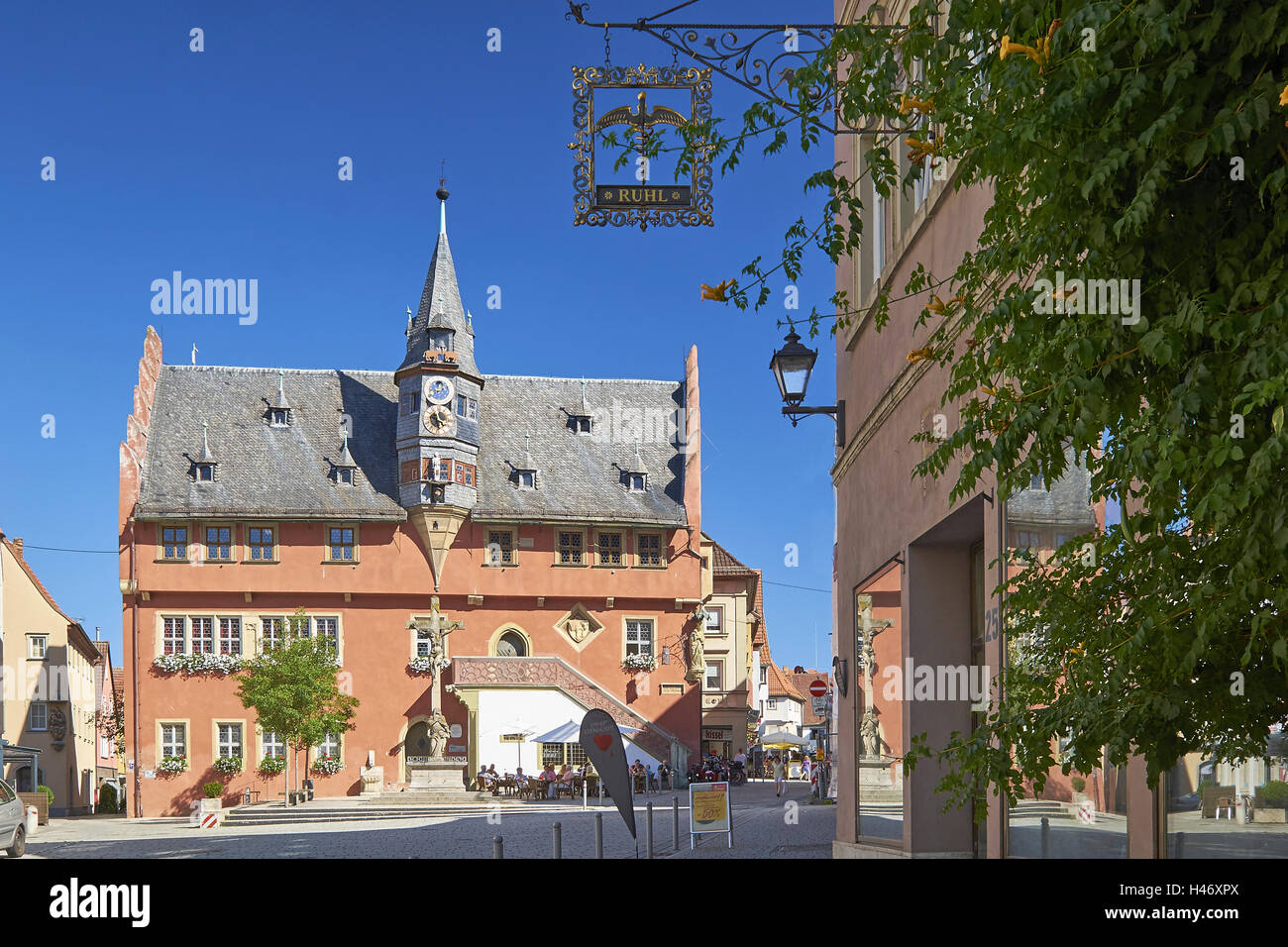 Ayuntamiento en Ochsenfurt, Unterfranken, Baviera, Alemania Foto de stock