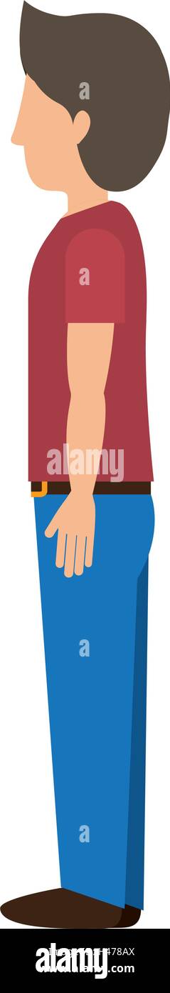 Hombre de pie con perfil izquierdo t-shirt Ilustración del Vector