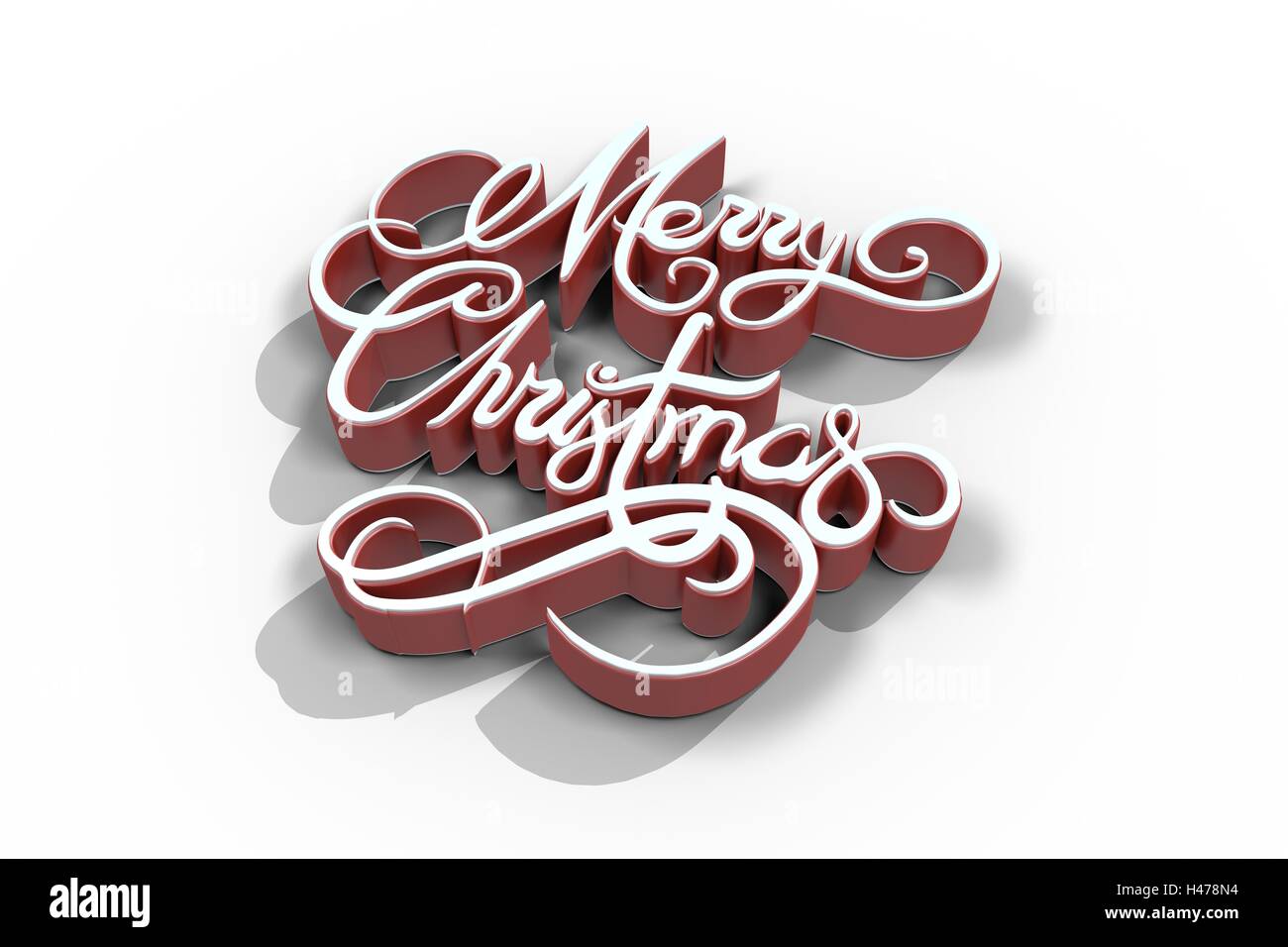 Feliz Navidad en texto de color rojo y blanco Foto de stock