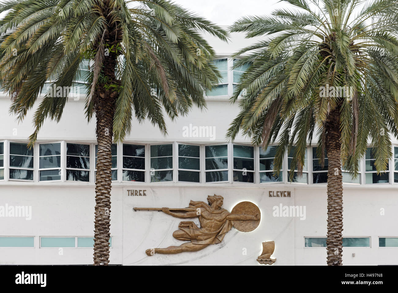Arquitectura en el distrito Art Deco de Miami South Beach, Miami, Florida, Estados Unidos. Foto de stock